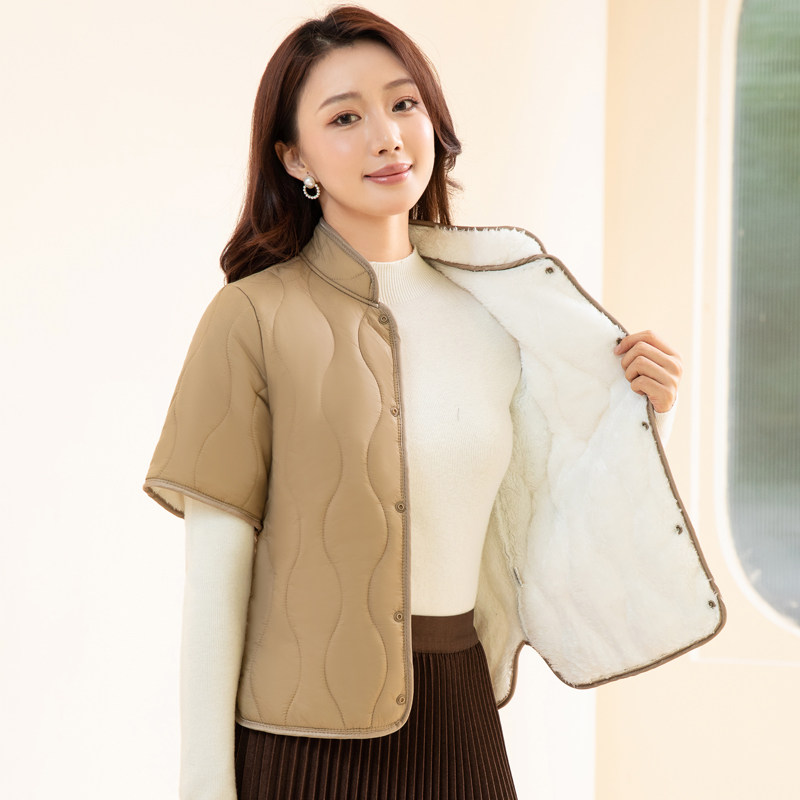 加绒加厚短款棉服百搭修身羽绒棉