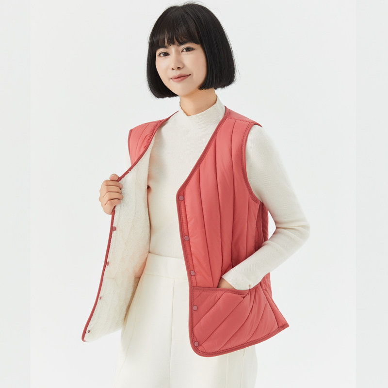秋冬羽绒棉马甲女短款加绒内胆