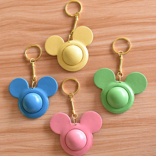 特价 清仓头层植鞣牛皮手工塑形染色米奇皮铃铛背包挂件卡通米老鼠