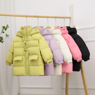 2024年新款中长款儿童连帽羽绒服男童女童中大童冬装加厚保暖外套