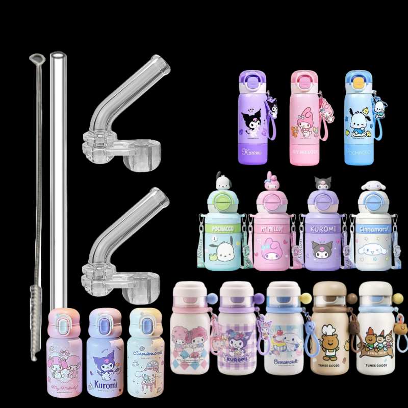 适用酷洛米保温杯三丽鸥美乐蒂吸嘴吸管头双饮水杯吸管杯配件157