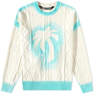 Angels 正品 Knit Sweat Cable 毛衣男时尚 Palm 蓝白 Sprayed