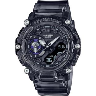 代购卡西欧男士腕表夜光计时日期防震树脂防水黑带透明壳运动