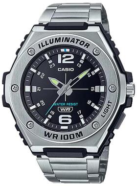 代购卡西欧男士腕表夜光计时照明防震钢带防水金属黑色运动游泳