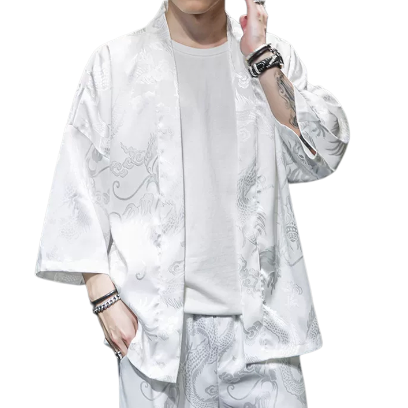 春夏唐装外套男青年中式盘扣宽松短款披风印花复古禅修居士服茶服