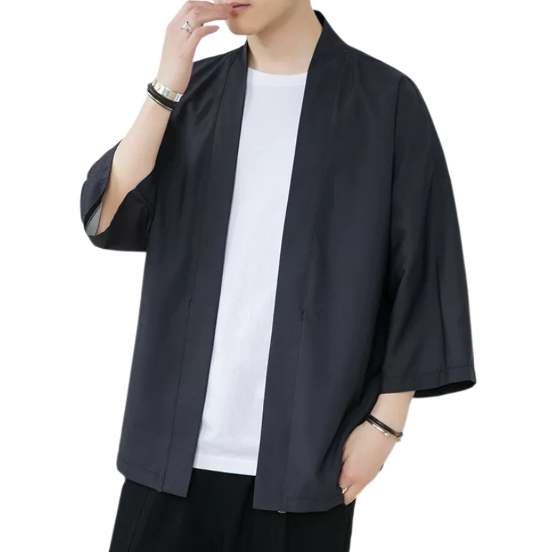 轻薄夏季防晒青年中式唐装改良汉服中国风男装开衫披风民族风道袍