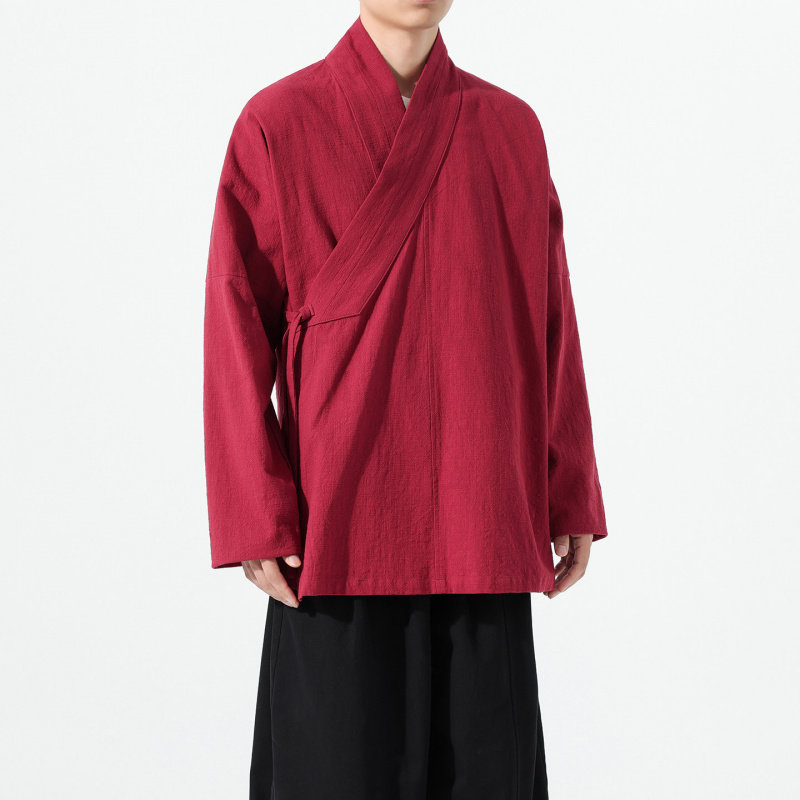 棉料明制交领右衽男士汉服上衣