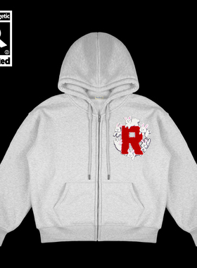 原创400G重磅摇粒绒小兔子毛巾绣拉链宽松加绒棉卫衣