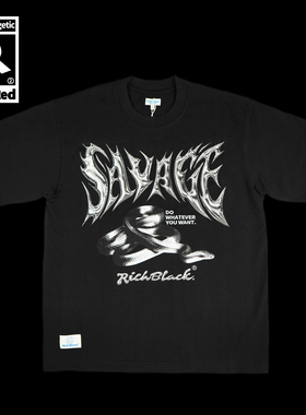 原创小众暗黑金属蛇字母图案个性印花OVERSIZE宽松棉T恤