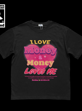 RichRed字母印花MoneyLovesMe黑色Tee男女同款T恤230G棉双纱