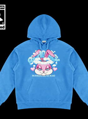 原创480G重磅狂野坏兔兔印花OVERSIZE纯棉抓绒加厚卫衣