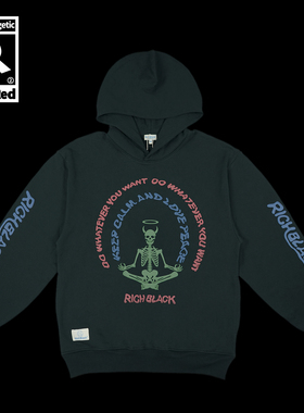 恶魔冥想发泡印花Oversize重磅纯棉连帽卫衣