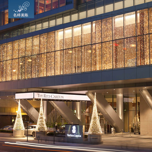 名样美陈大型酒店大门头圣诞节装饰发光铁艺圣诞树墙体外立面商场