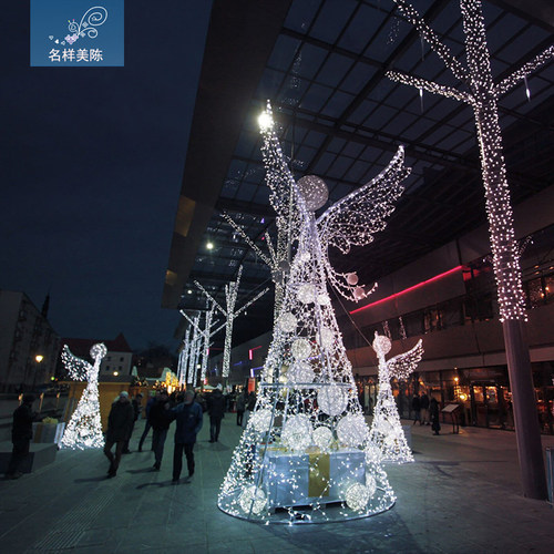 名样美陈户外酒店大型铁艺发光天使圣诞树购物中心广场圣诞节布置