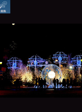 名样美陈户外蓝色圣诞节装饰圆球商场酒店广场草坪灯饰网红打卡灯