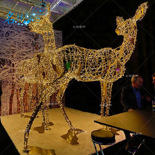 名样美陈户外铁艺发光圣诞鹿麋鹿回头鹿圣诞节庆布置商场酒店DP点
