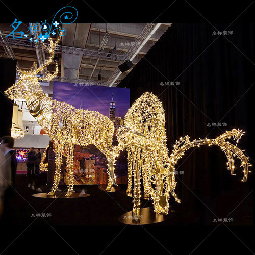 名样美陈铁艺发光圣诞鹿站鹿低头鹿麋鹿梅花鹿圣诞节草坪广场灯饰