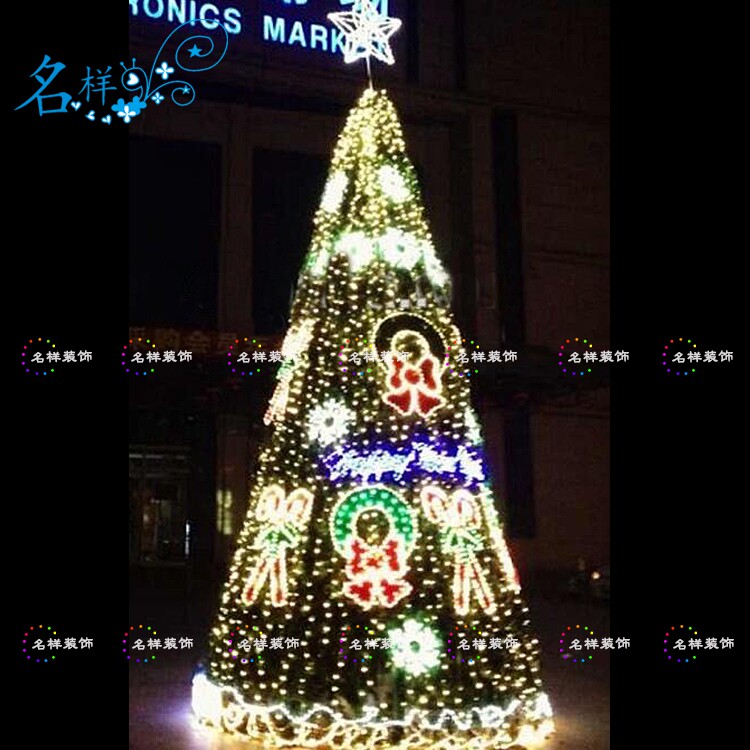 名样美陈新款户外彩灯圣诞树雪花铃铛LED豪华加密圣诞节装饰品