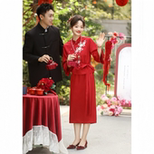 桃花源新娘敬酒服改良旗袍中式 晚礼服订婚接亲迎宾晨袍新款 拍照