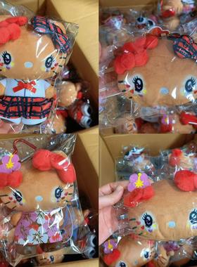 国现/补款！日本sanrio三丽鸥 黑皮晒仿妆kitty毛绒挂件挎包