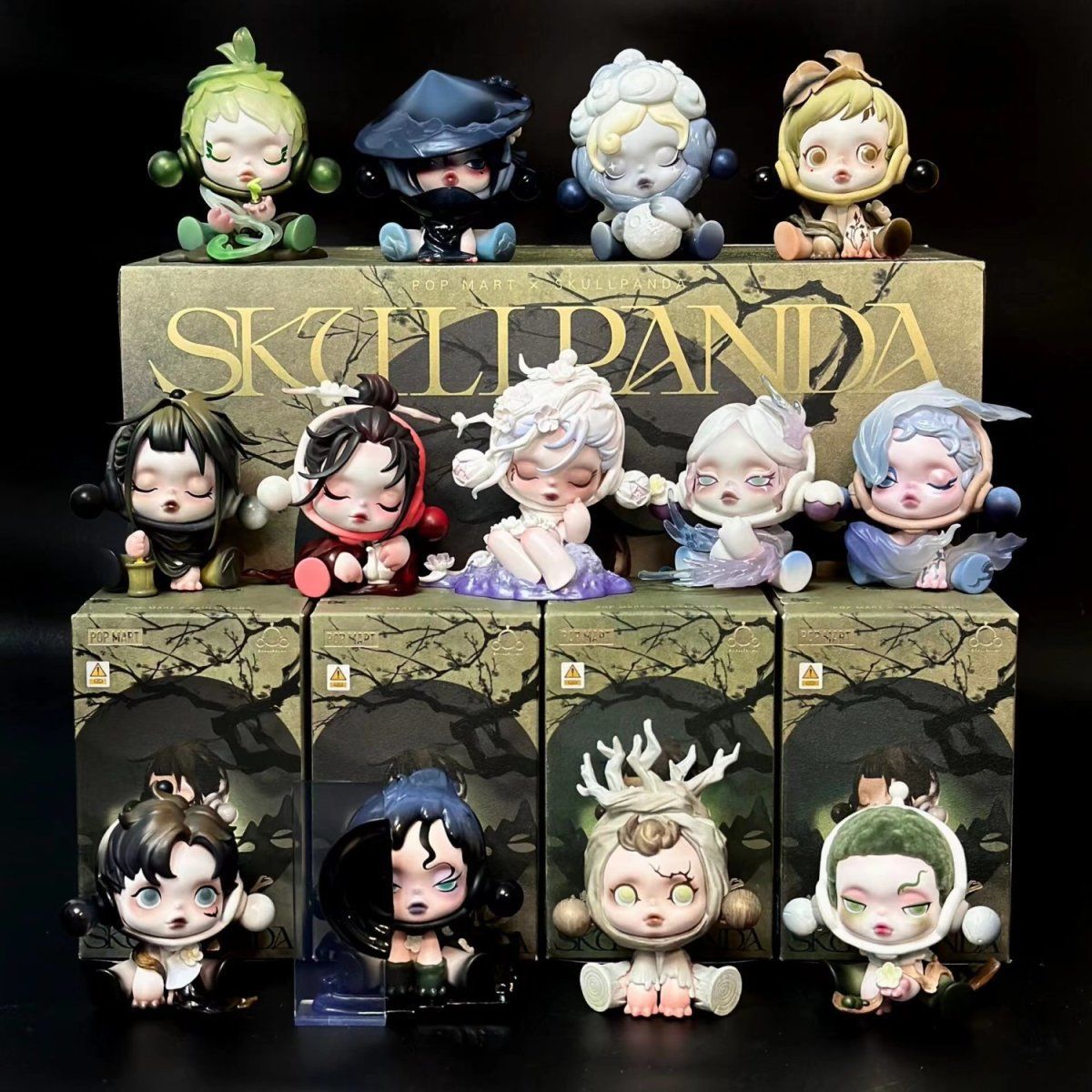 SP庭前墨梅系列手办盲盒11代SKULLPANDA玩具摆件玩具