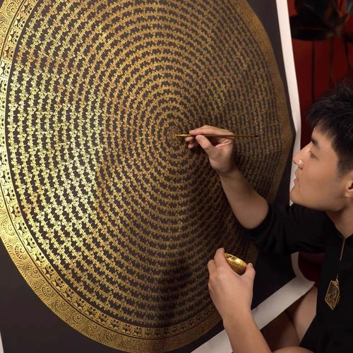 六字真言超亮金粉DIY描金画稿