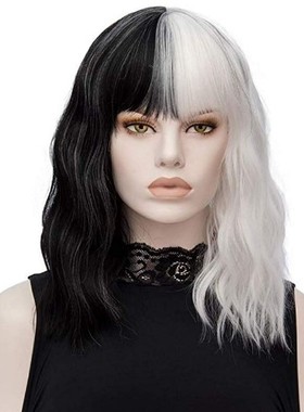黑色 白色 中长 高温丝 女士假发