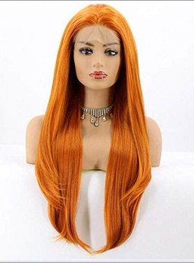 前蕾丝假发 长直 高温丝 party 假发