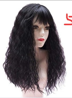 55cm 长 高温丝卷发 女士假发