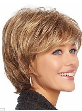 金黄色混色 短发 假发 白人妇女欧洲