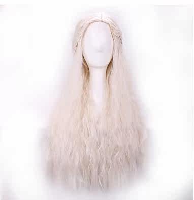 Girl Long Pure color Light Golden Curls Daenerys Targar yen Cos play 28inch Temperature Fiber Synthetic Hair Wigs