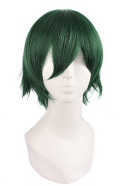 深绿色 cosplay假发 短发