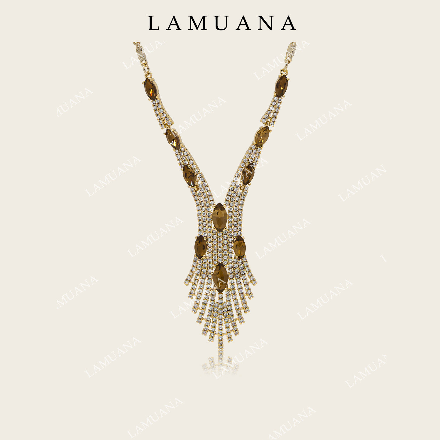 LAMUANA琥珀星芒系列复古高级感奢华满钻礼服夸张配饰项链96113