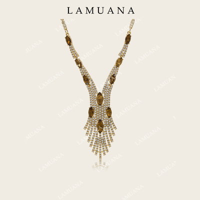 LAMUANA琥珀星芒系列复古高级感奢华满钻礼服夸张配饰项链96113