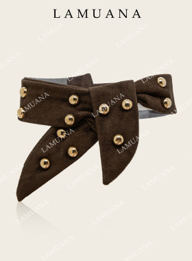 LAMUANA麂皮绒铆钉围脖项链小众设计感原创复古咖色丝巾围巾95895