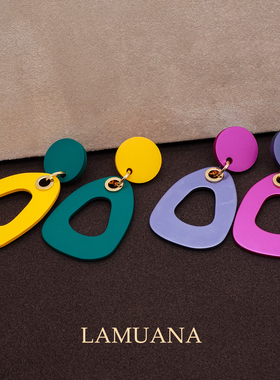 LAMUANA艺术家哑光雾面耳钉小众高级感复古夸张几何不规则耳饰