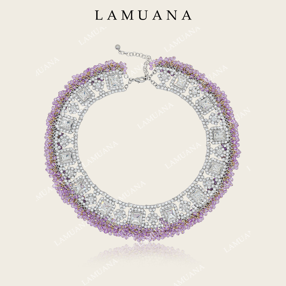 LAMUANA幻紫花园项链小众设计感重工满嵌choker奢华感颈链女78799