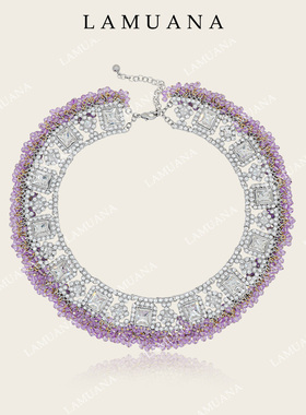 LAMUANA幻紫花园项链小众设计感重工满嵌choker奢华感颈链女78799