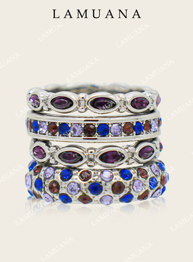 LAMUANA葡萄苏打气泡戒指小众设计银色叠戴彩色82130