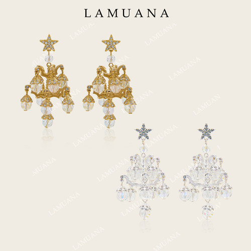LAMUANA许愿星吊灯耳环原创复古夸张金色星星耳环耳钉耳饰女14824