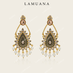 LAMUANA魅惑紫琉璃流苏耳环小众设计海岛度假风复古高级耳钉83526