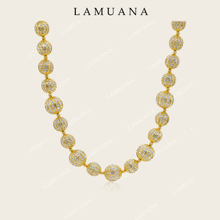 LAMUANA金色熱氣球項(xiàng)鏈頸鏈鎖骨鏈小金球滿鉆設(shè)計(jì)感氣場(chǎng)配飾78737