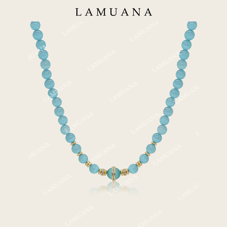 LAMUANA极光猫眼琉璃项链原创设计小众高级感毛衣链复古串珠73732