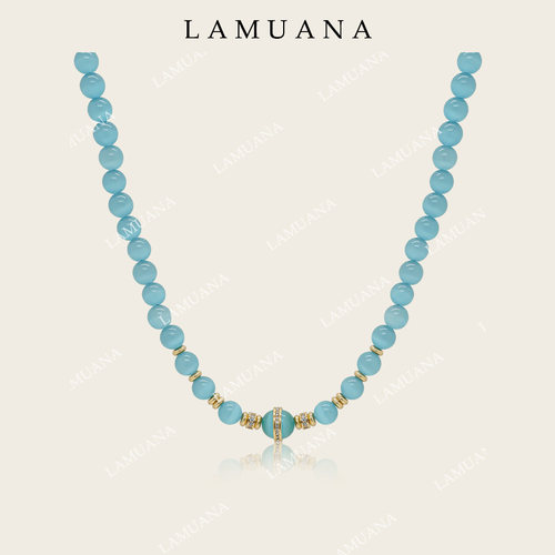 LAMUANA极光猫眼琉璃项链原创设计小众高级感毛衣链复古串珠73732