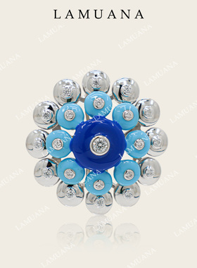 LAMUANA渐变珐琅彩圆盘戒指轻奢系列S925银食指戒高级设计感76818