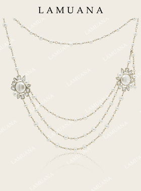 LAMUANA太阳花项链腰链小众设计复古宫廷风长款多层颈双层链80303