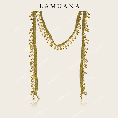 LAMUANA金线编织蕾丝流苏项链小众设计感长款细条毛衣链颈链90210