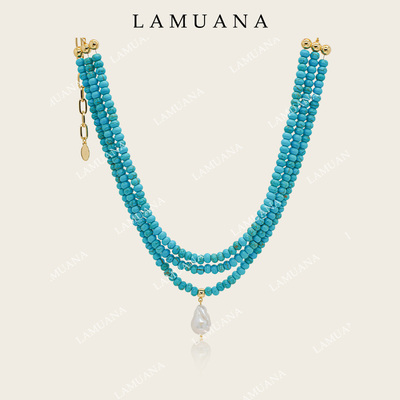 LAMUANA人工绿松石多层巴洛克项链小众设计感春夏颈链choker7514