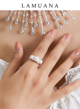 LAMUANA24新流光星落系列珍戒指开口轻奢小众设计尾戒食指戒60718