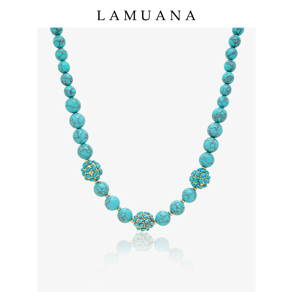 LAMUANA绿松度假系列夏日串珠项链短款颈链锁骨链小众设计女66369